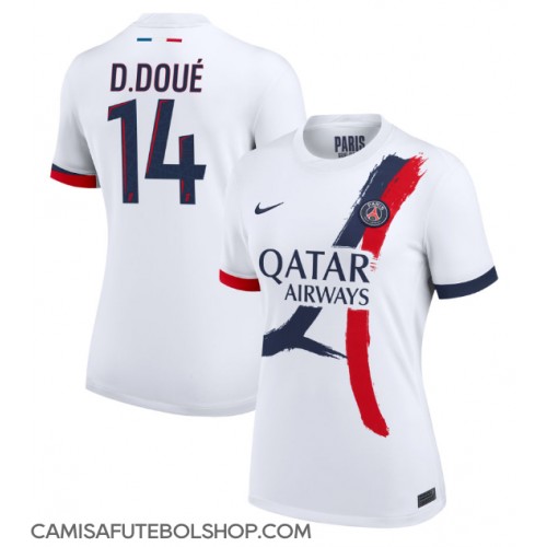 Camisa de time de futebol Paris Saint-Germain Desire Doue #14 Replicas 2º Equipamento Feminina 2024-25 Manga Curta